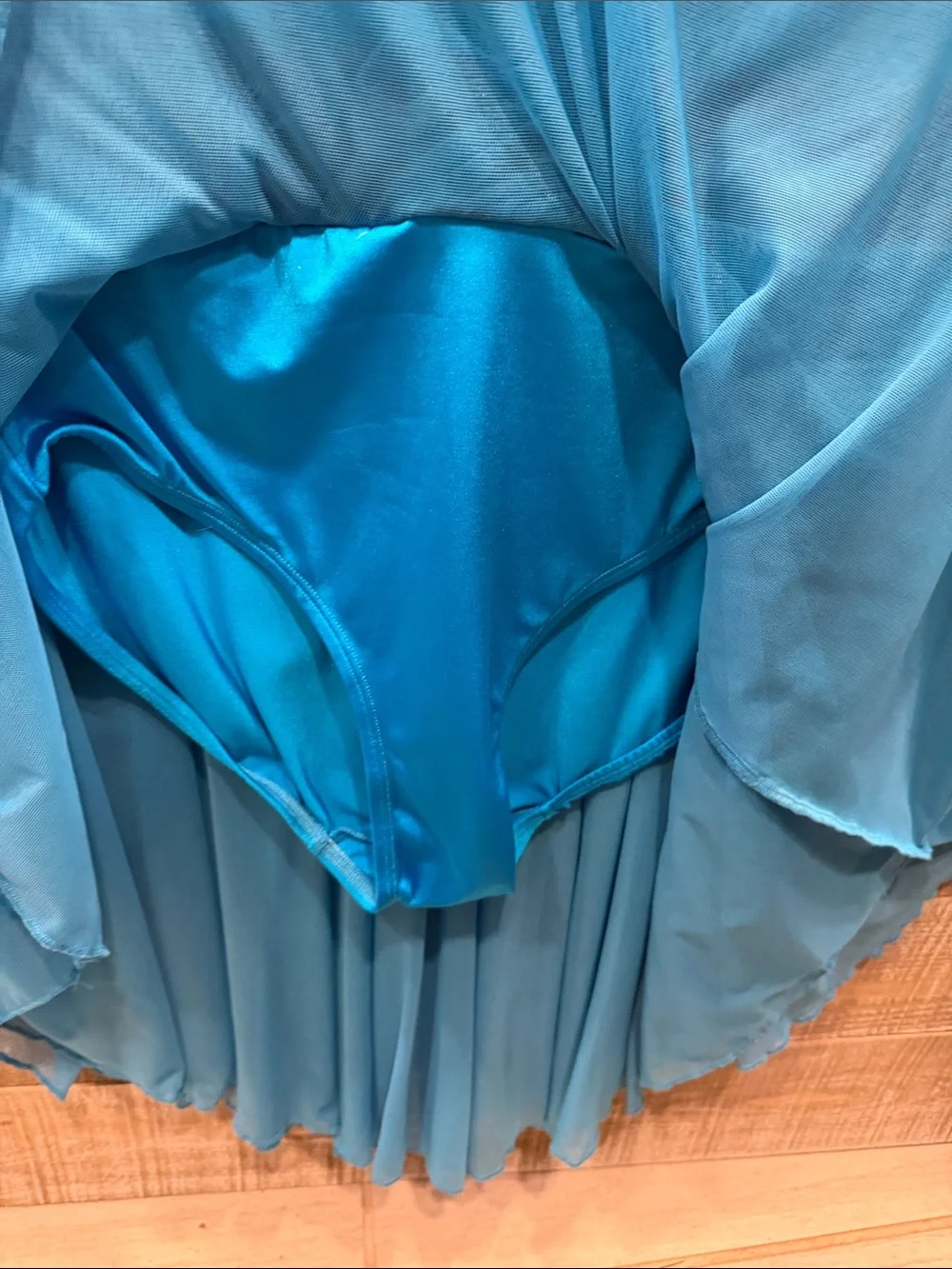 The Lineup Adult L Blue Tulle Dress with Red Collar and Belt